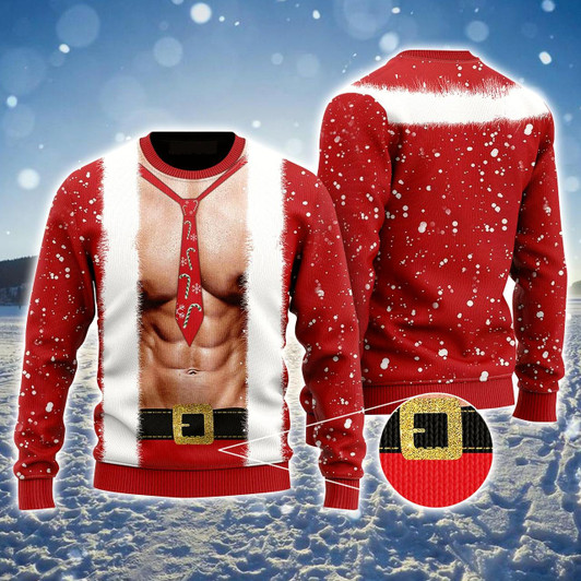 Goofygearprints Santa Body Ugly Christmas Sweater, Snowflakes Christmas Ugly Sweater, Perfect Shirt for Christmas