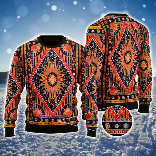Goofygearprints Hippie Style Ugly Sweater, Sun & Moon Ugly Sweater For Men & Women, Perfect Gift For Friends, Family