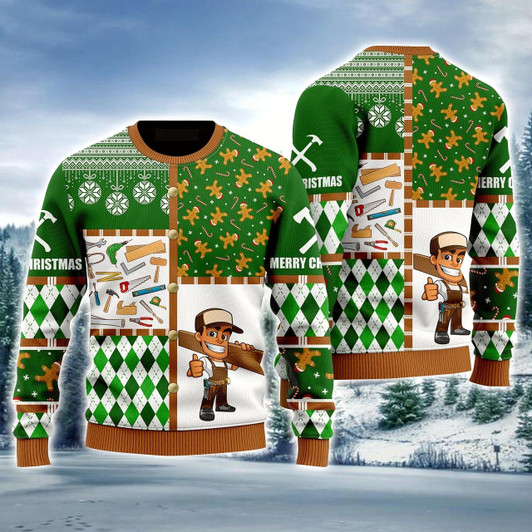 Goofygearprints Carpenter Ugly Sweater, Christmas Ugly Sweater, Carpenter Love Xmas Ugly Sweater For Men & Women - Perfect Gift For Christmas, Friends, Carpenter