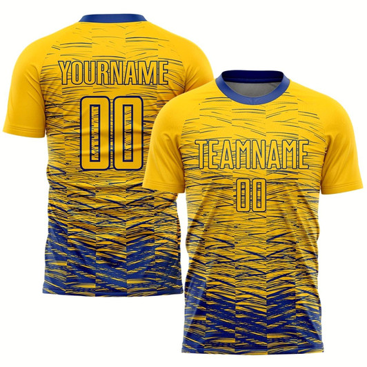 Goofygearprints Yellow Royal Sublimation Soccer Uniform Jersey, Custom Team Soccer Jersey Shirt