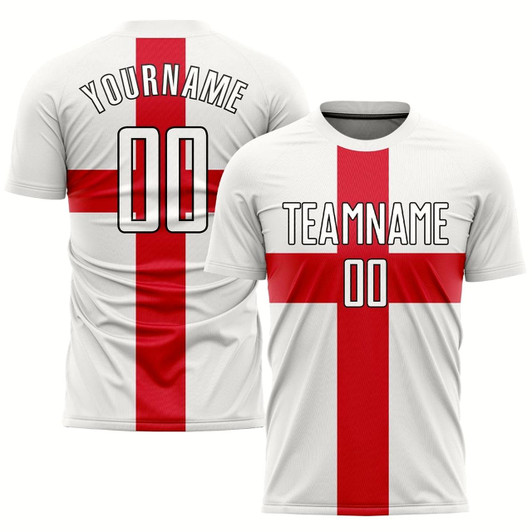 Goofygearprints White White Red Black Sublimation Great Britain Flag Soccer Uniform Jersey, Custom Team Soccer Jersey Shirt