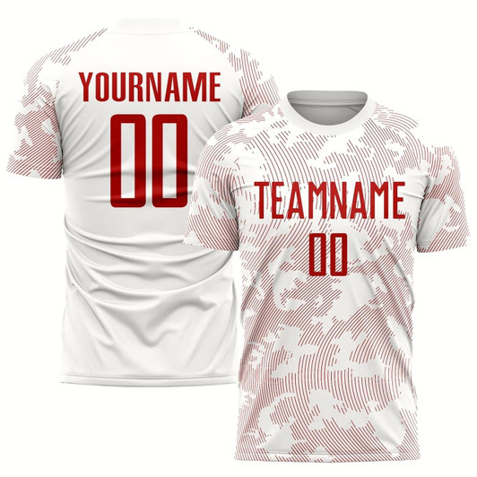Goofygearprints White Red Sublimation Soccer Uniform Jersey, Custom Team Soccer Jersey Shirt