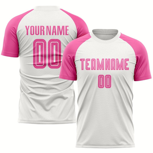 Goofygearprints White Pink Sublimation Soccer Uniform Jersey, Custom Team Soccer Jersey Shirt