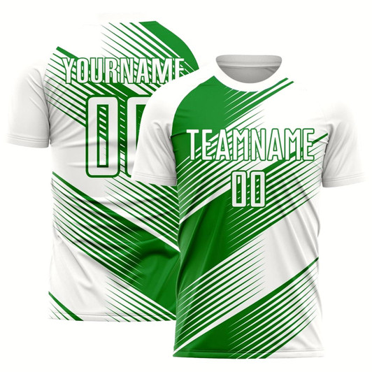Goofygearprints White Grass Green Line Sublimation Soccer Uniform Jersey, Custom Team Soccer Jersey Shirt