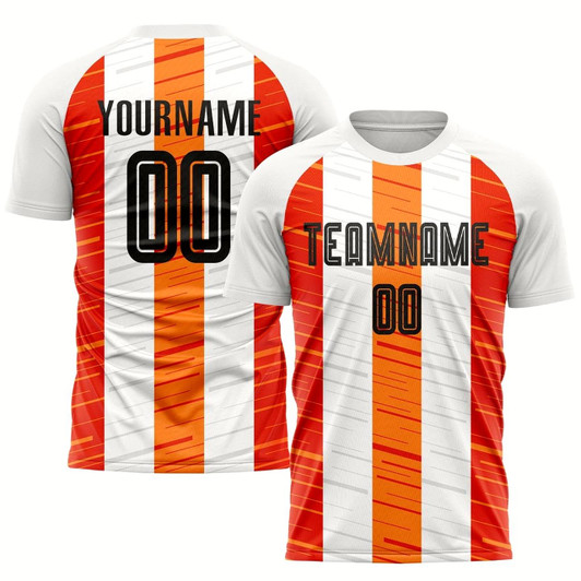 Goofygearprints White Black Orange Sublimation Soccer Uniform Jersey, Custom Team Soccer Jersey Shirt