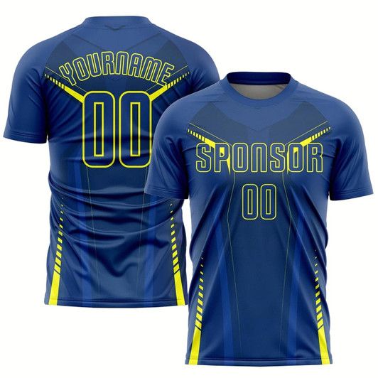 Goofygearprints US Navy Blue Gold Sublimation Soccer Uniform Jersey, Custom Team Soccer Jersey Shirt
