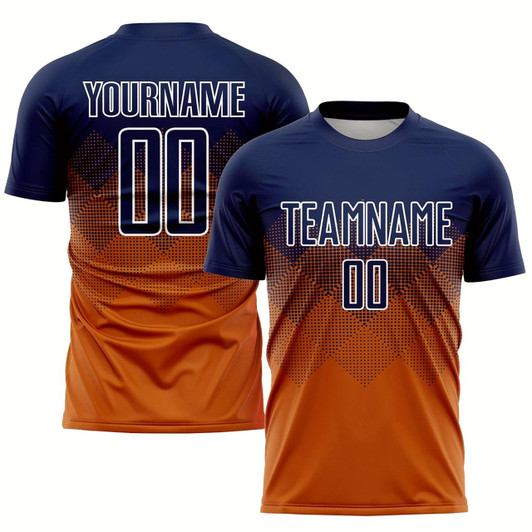 Goofygearprints Texas Orange Navy White Sublimation Soccer Uniform Jersey, Custom Team Soccer Jersey Shirt