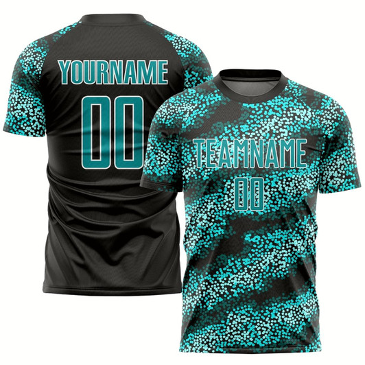 Goofygearprints Teal Teal Black Sublimation Soccer Uniform Jersey, Custom Team Soccer Jersey Shirt