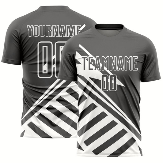 Goofygearprints Steel Gray White Lines Sublimation Soccer Uniform Jersey, Custom Team Soccer Jersey Shirt