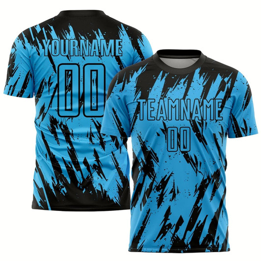 Goofygearprints Sky Blue Black Sublimation Soccer Uniform Jersey_4463, Custom Team Soccer Jersey Shirt
