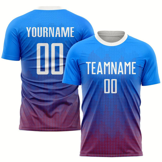 Goofygearprints Royal White Red Sublimation Soccer Uniform Jersey, Custom Team Soccer Jersey Shirt