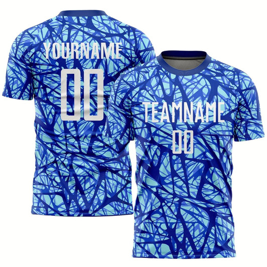 Goofygearprints Royal White Light Blue Sublimation Soccer Uniform Jersey, Custom Team Soccer Jersey Shirt