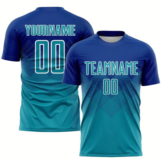 Goofygearprints Royal Teal White Sublimation Soccer Uniform Jersey, Custom Team Soccer Jersey Shirt