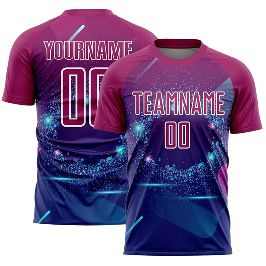 Goofygearprints Royal Purple White Stars And Lines Sublimation Soccer Uniform Jersey, Custom Team Soccer Jersey Shirt