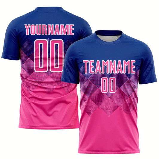 Goofygearprints Royal Pink White Sublimation Soccer Uniform Jersey, Custom Team Soccer Jersey Shirt