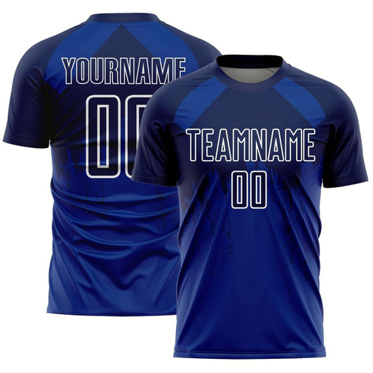 Goofygearprints Royal Navy White Dripping Splatter Art Sublimation Soccer Uniform Jersey, Custom Team Soccer Jersey Shirt