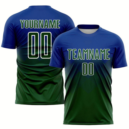 Goofygearprints Royal Green White Sublimation Soccer Uniform Jersey, Custom Team Soccer Jersey Shirt