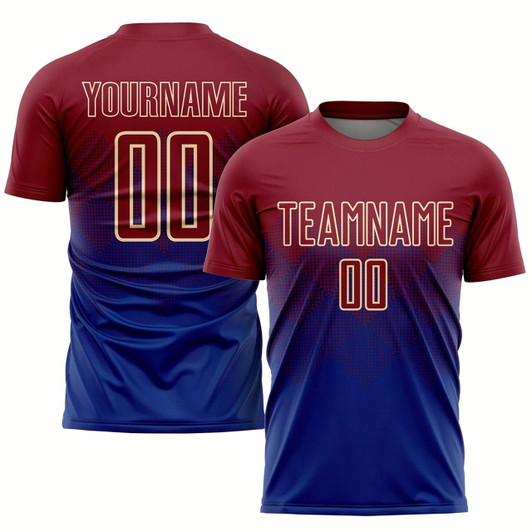 Goofygearprints Royal Crimson Cream Sublimation Soccer Uniform Jersey, Custom Team Soccer Jersey Shirt