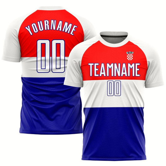 Goofygearprints Red White Royal Sublimation Croatian Flag Soccer Uniform Jersey, Custom Team Soccer Jersey Shirt
