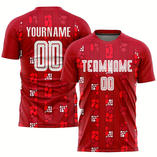 Goofygearprints Red White Home Sublimation Soccer Uniform Jersey, Custom Team Soccer Jersey Shirt