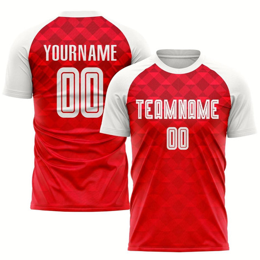 Goofygearprints Red White Away Sublimation Soccer Uniform Jersey, Custom Team Soccer Jersey Shirt