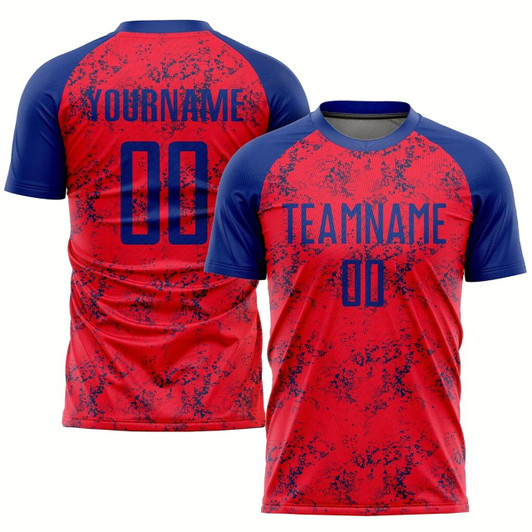 Goofygearprints Red Royal Sublimation Soccer Uniform Jersey, Custom Team Soccer Jersey Shirt