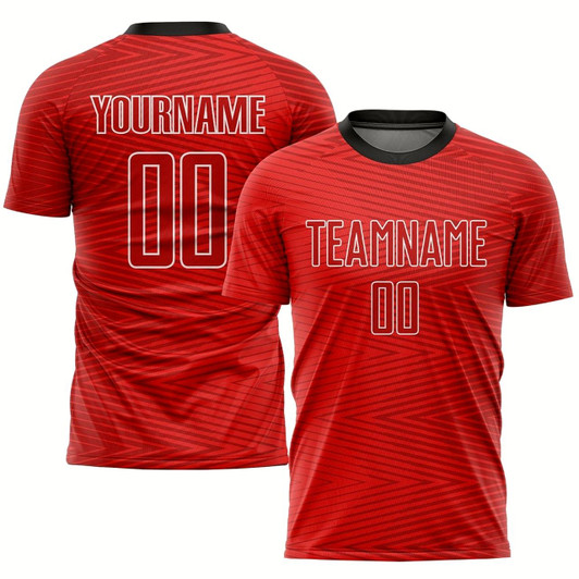 Goofygearprints Red Red Black Sublimation Soccer Uniform Jersey, Custom Team Soccer Jersey Shirt
