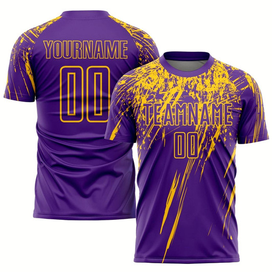 Goofygearprints Purple Yellow Sublimation Soccer Uniform Jersey, Custom Team Soccer Jersey Shirt