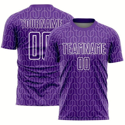 Goofygearprints Purple White Geometric Pattern Sublimation Soccer Uniform Jersey, Custom Team Soccer Jersey Shirt