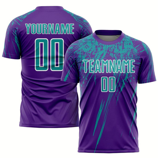 Goofygearprints Purple Teal White Sublimation Soccer Uniform Jersey, Custom Team Soccer Jersey Shirt