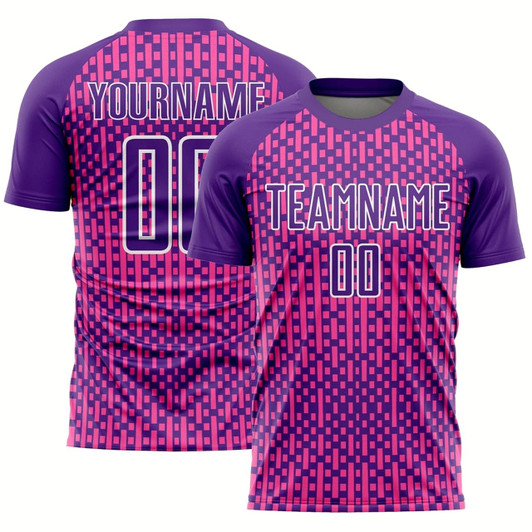 Goofygearprints Purple Pink White Abstract Geometric Shapes Sublimation Soccer Uniform Jersey, Custom Team Soccer Jersey Shirt