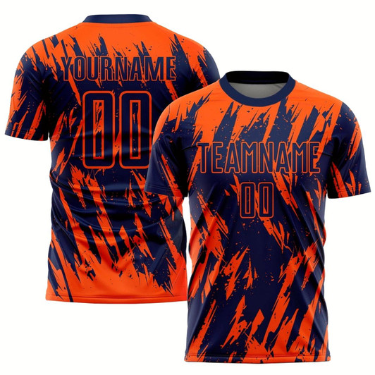 Goofygearprints Orange Navy Sublimation Soccer Uniform Jersey, Custom Team Soccer Jersey Shirt