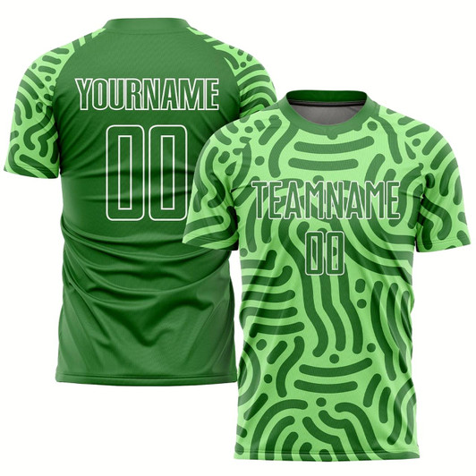 Goofygearprints Neon Green Kelly Green White Sublimation Soccer Uniform Jersey, Custom Team Soccer Jersey Shirt