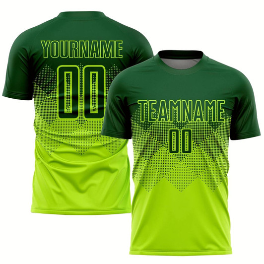 Goofygearprints Neon Green Green Sublimation Soccer Uniform Jersey, Custom Team Soccer Jersey Shirt