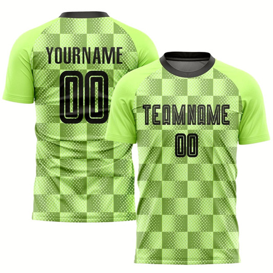 Goofygearprints Neon Green Black Third Sublimation Soccer Uniform Jersey, Custom Team Soccer Jersey Shirt