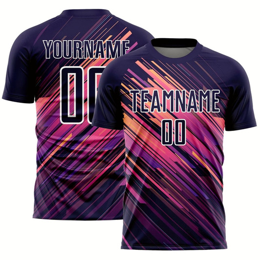 Goofygearprints Navy White Lines Sublimation Soccer Uniform Jersey, Custom Team Soccer Jersey Shirt
