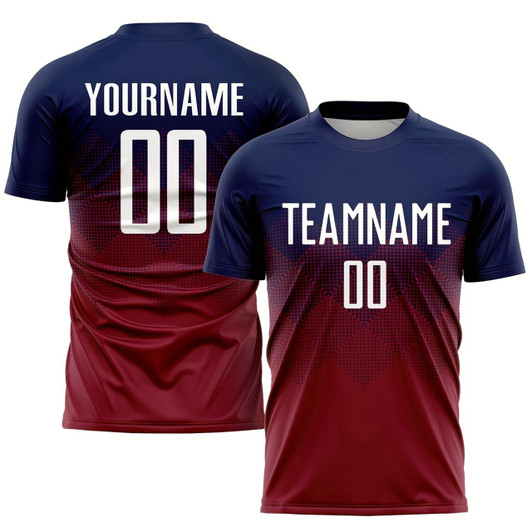 Goofygearprints Navy White Crimson Sublimation Soccer Uniform Jersey, Custom Team Soccer Jersey Shirt