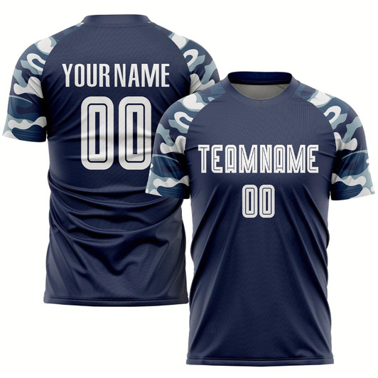 Goofygearprints Navy White Camo Sublimation Soccer Uniform Jersey, Custom Team Soccer Jersey Shirt