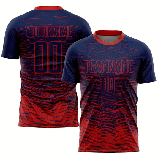 Goofygearprints Navy Red Sublimation Soccer Uniform Jersey, Custom Team Soccer Jersey Shirt