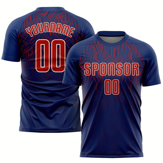Goofygearprints Navy Red Cream Sublimation Soccer Uniform Jersey, Custom Team Soccer Jersey Shirt