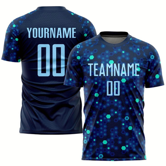 Goofygearprints Navy Light Blue Royal Sublimation Soccer Uniform Jersey, Custom Team Soccer Jersey Shirt