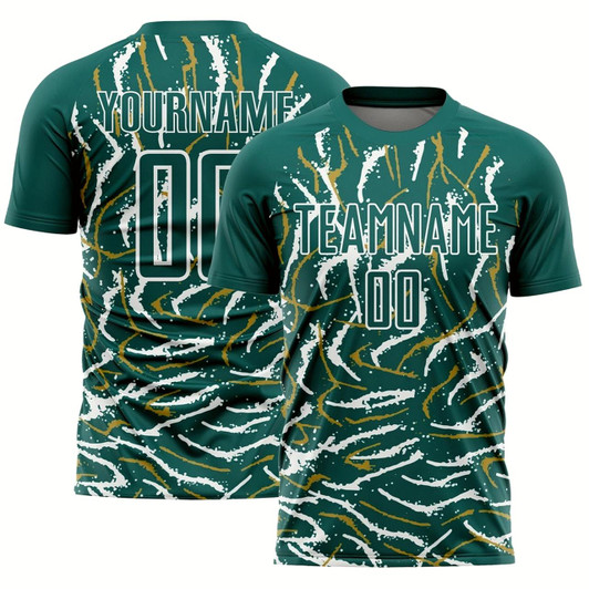 Goofygearprints Midnight Green White Curved And Wavy Lines Sublimation Soccer Uniform Jersey, Custom Team Soccer Jersey Shirt