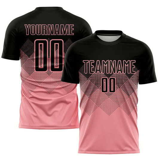 Goofygearprints Medium Pink Black Sublimation Soccer Uniform Jersey, Custom Team Soccer Jersey Shirt