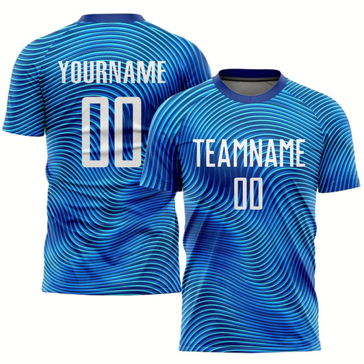 Goofygearprints Light Blue White Royal Sublimation Soccer Uniform Jersey, Custom Team Soccer Jersey Shirt