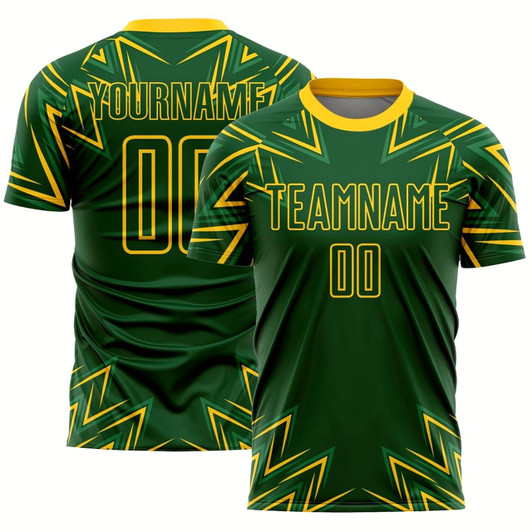 Goofygearprints Green Yellow Geometric Shapes Sublimation Soccer Uniform Jersey, Custom Team Soccer Jersey Shirt