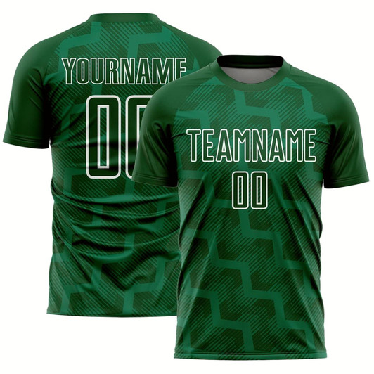 Goofygearprints Green White Lines Sublimation Soccer Uniform Jersey, Custom Team Soccer Jersey Shirt