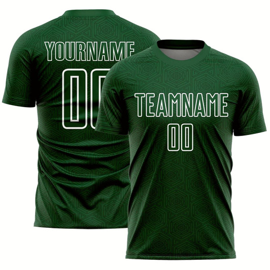 Goofygearprints Green White Geometric Shapes Sublimation Soccer Uniform Jersey, Custom Team Soccer Jersey Shirt