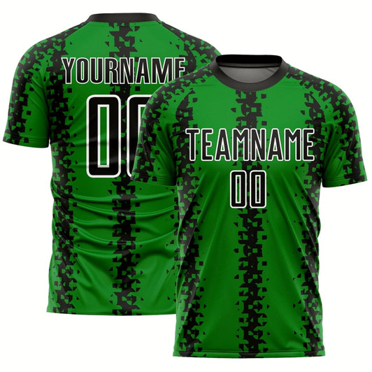 Goofygearprints Grass Green Black White Abstract Geometric Pattern Sublimation Soccer Uniform Jersey, Custom Team Soccer Jersey Shirt