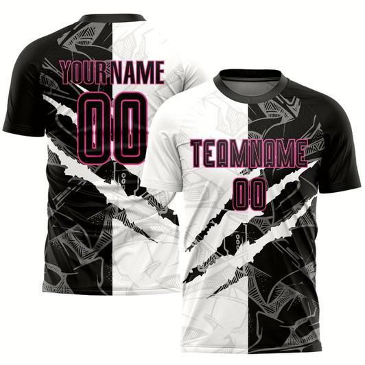 Goofygearprints Graffiti Pattern Black Pink Scratch Sublimation Soccer Uniform Jersey, Custom Team Soccer Jersey Shirt
