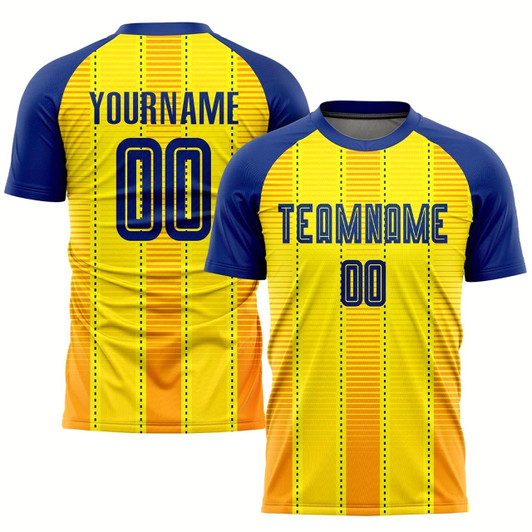 Goofygearprints Gold Royal Orange Sublimation Soccer Uniform Jersey, Custom Team Soccer Jersey Shirt
